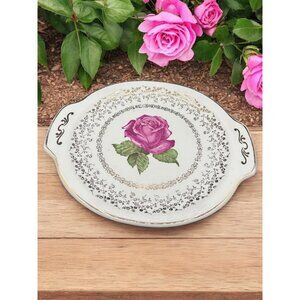 The Harkerware Pottery Round Platter with Handles rose